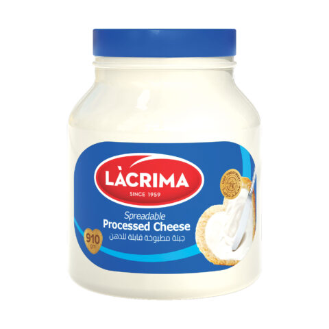 Lacrima classic spreadable processed cheese 910g large jar.