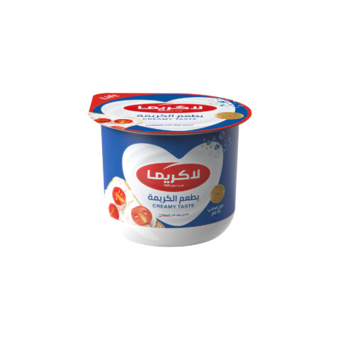 Lacrima creamy taste spreadable cheese 140g cup with blue label.