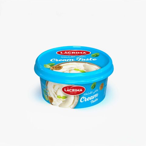 Lacrima 100g light cream cheese in sky-blue round cup.