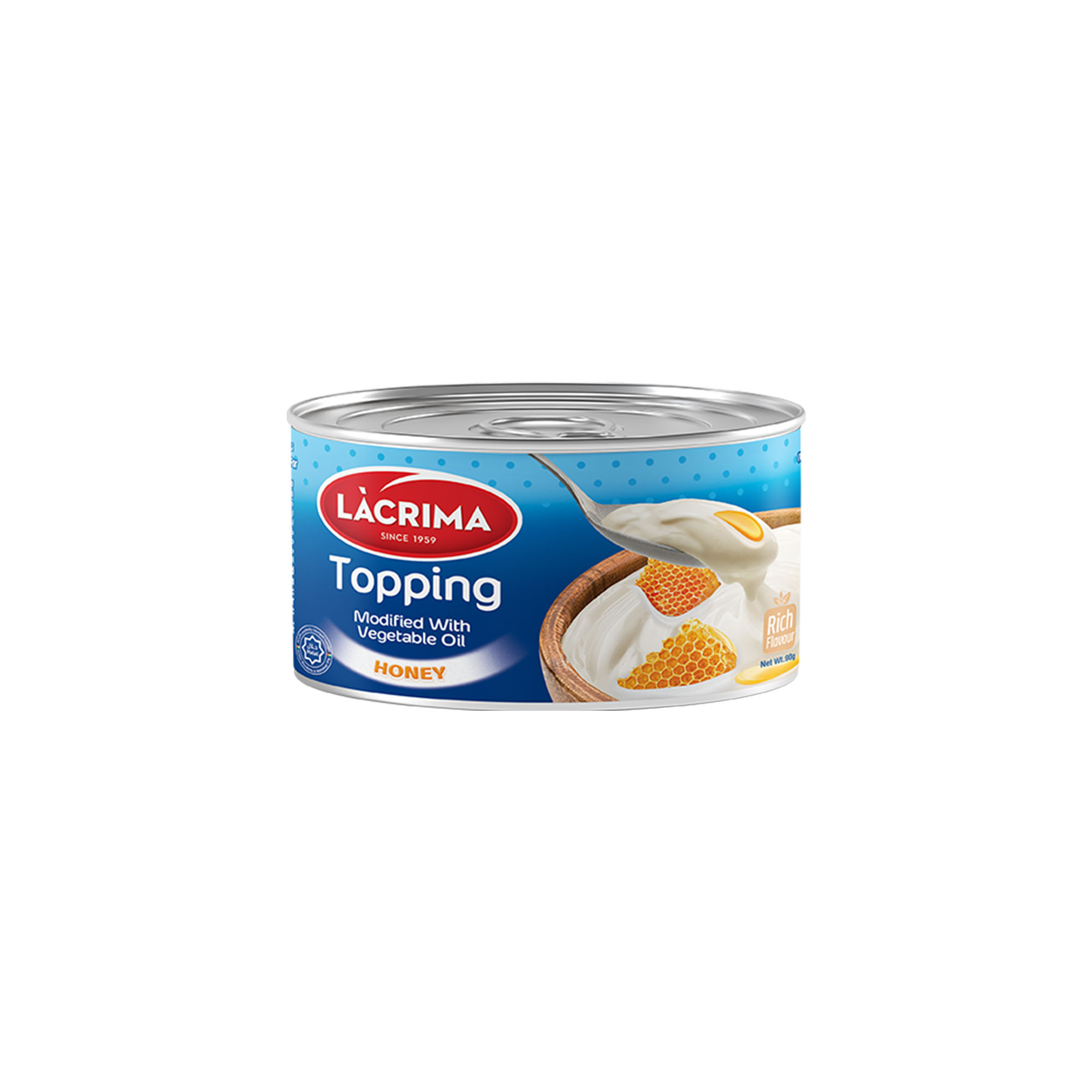 Lacrima honey topping 200g can for desserts and ice cream.